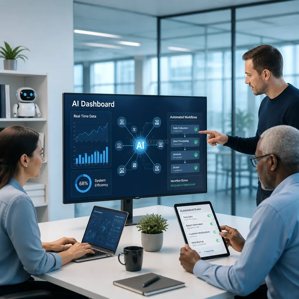 Prototype dashboard showing automated workflows and insights