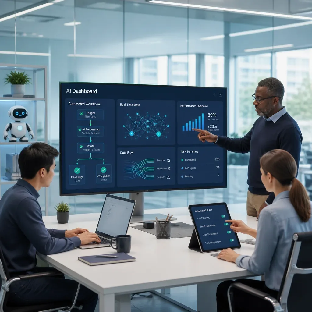 Abstract illustration of AI enabling business workflows